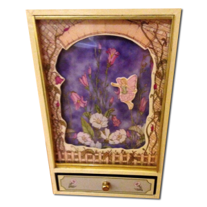 Floating Floral Fairy Shadow Box / Yellow